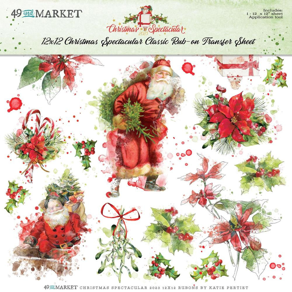 49 en Market Christmas Spectacular 12 x 12 klassiek rub-on-transfervel